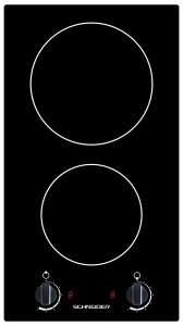 Domino vitrocéramique 2 foyers  30 cm noir