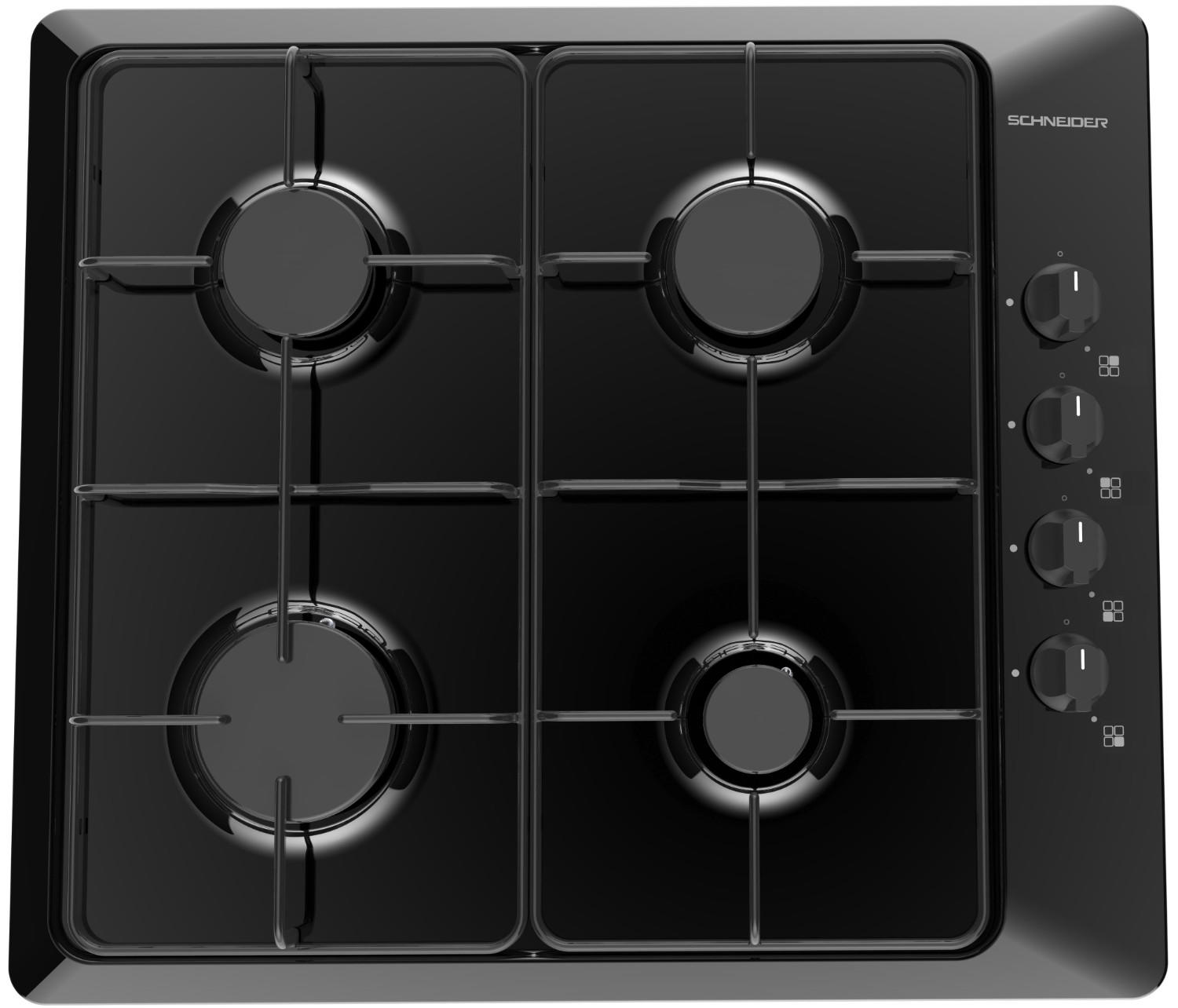 60 cm black gas hob - Schneider