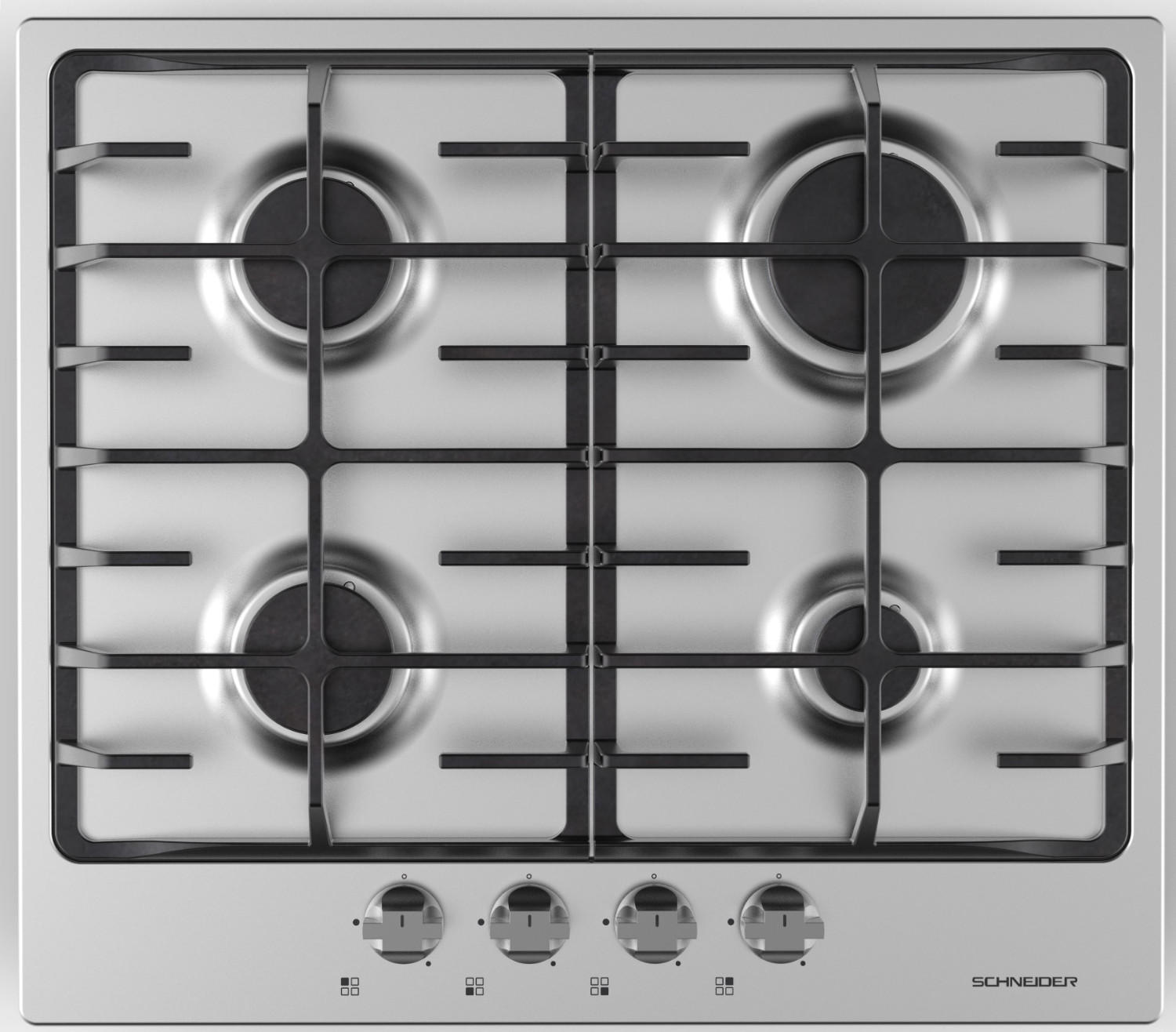 Table de cuisson gaz inox 60 cm - Schneider