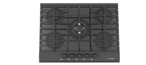 Black 70 cm gas hob with a wok