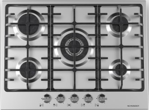 Stainless steel 70 cm gas hob with a wok