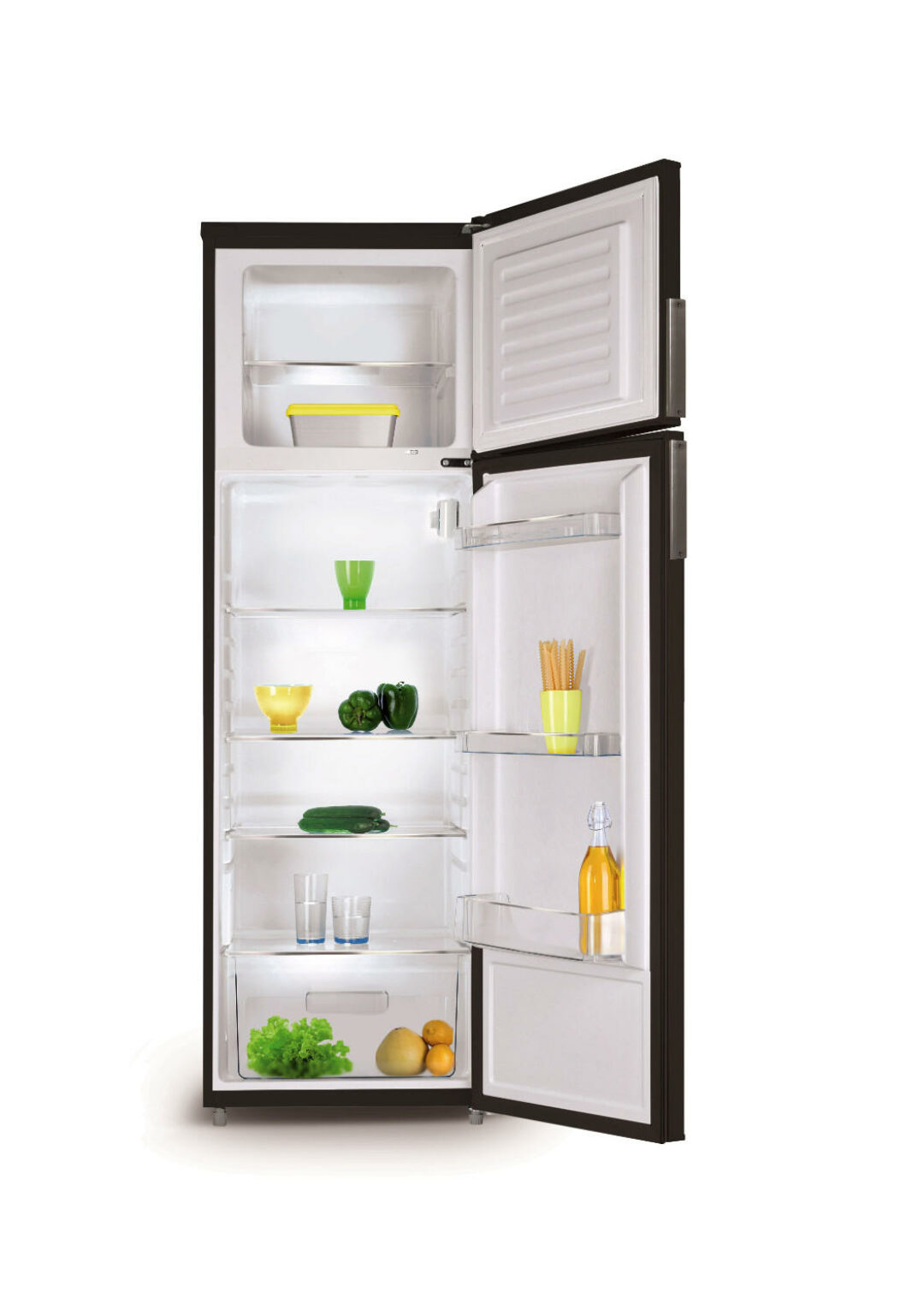 Refrigerator with 2 doors in black matte 208 L - Schneider