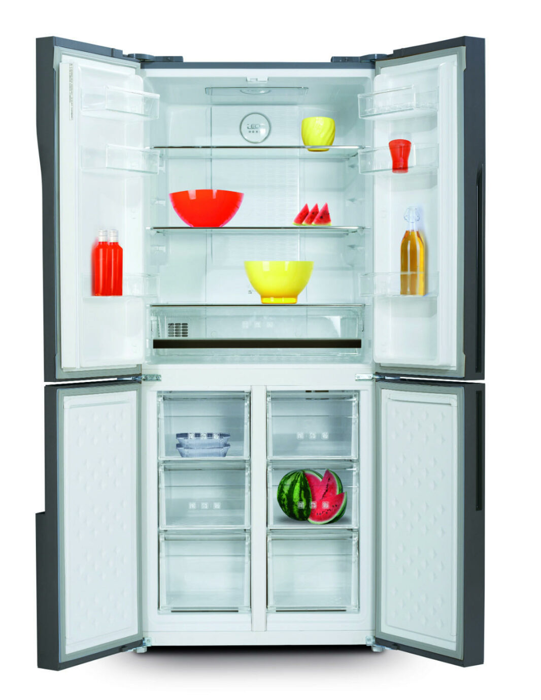 Réfrigérateur congélateur multiportes inox 418L - Schneider