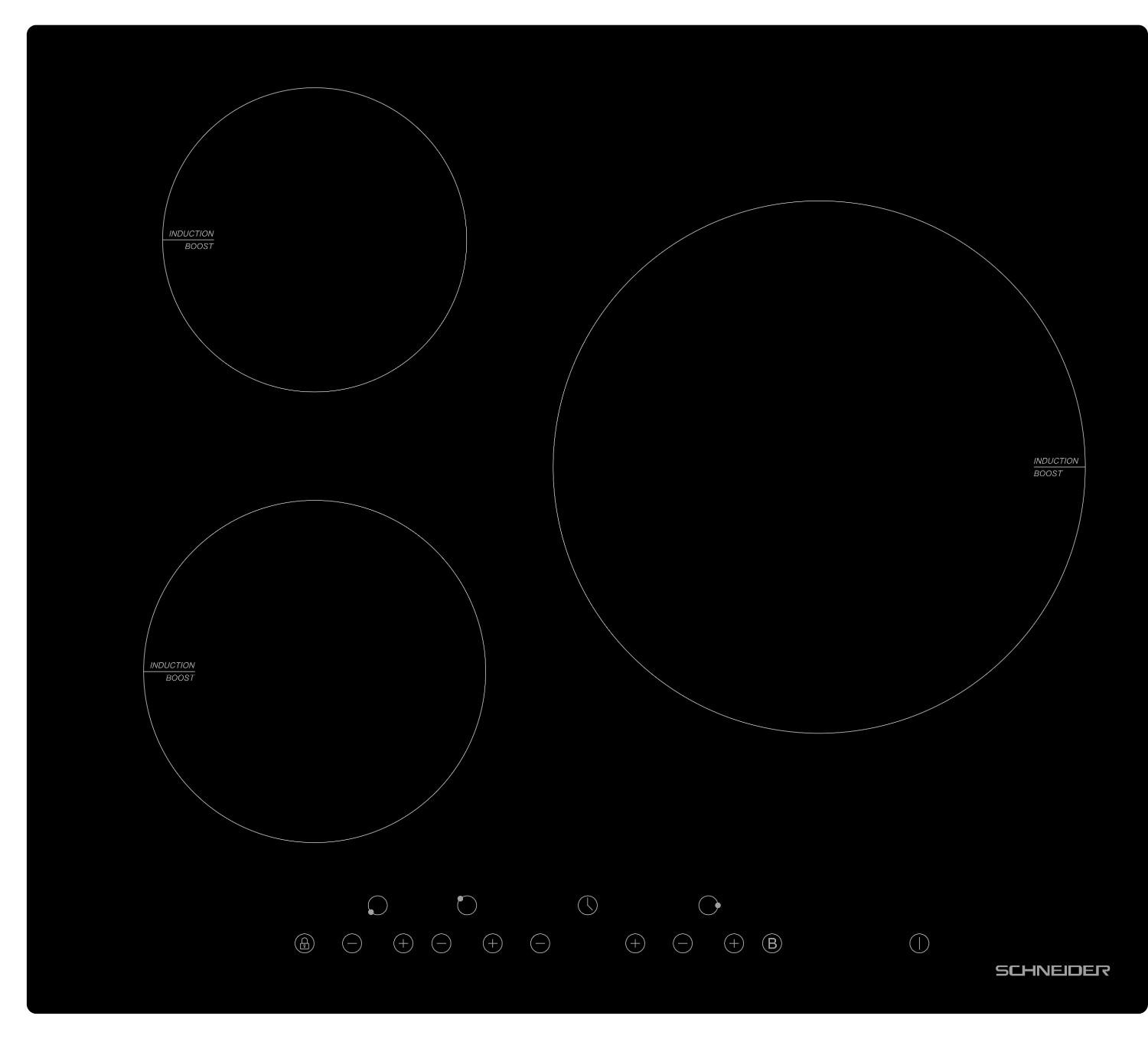 Table induction 3 foyers 60cm noir SCTI6030N1 - Schneider