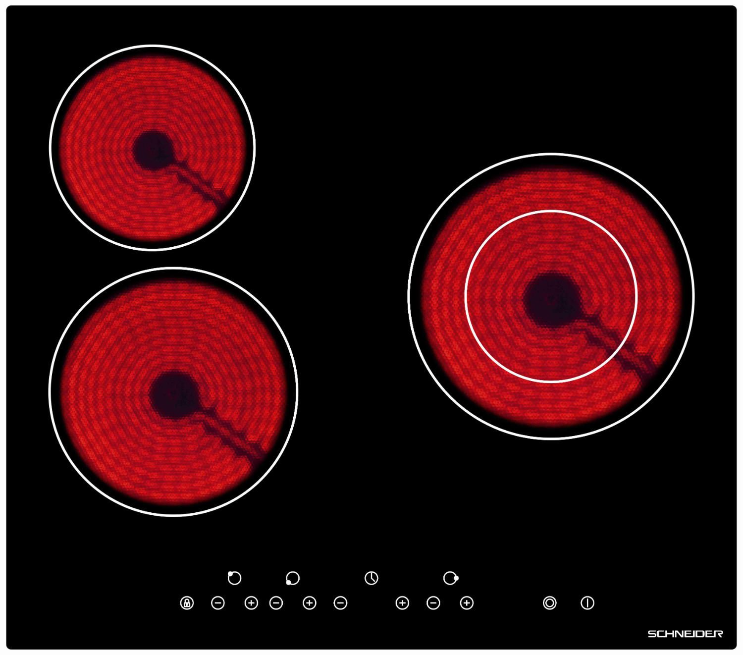 60 cm ceramic hob 3 hotpoints touch buttons - Schneider