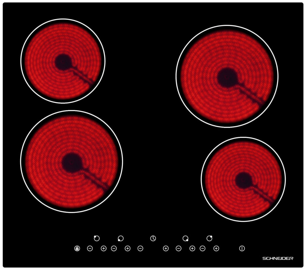 60 cm ceramic hob 4 hotpoints touch buttons - Schneider