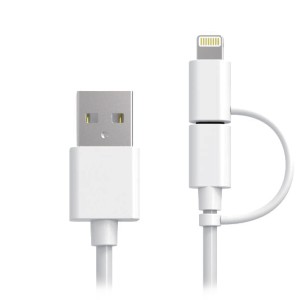 Cable 2 in 1 Lightning for iPhone, iPad + Micro-USB 1m