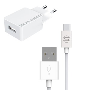 Home Fast Charger 1 USB + USB-C Cable 1m