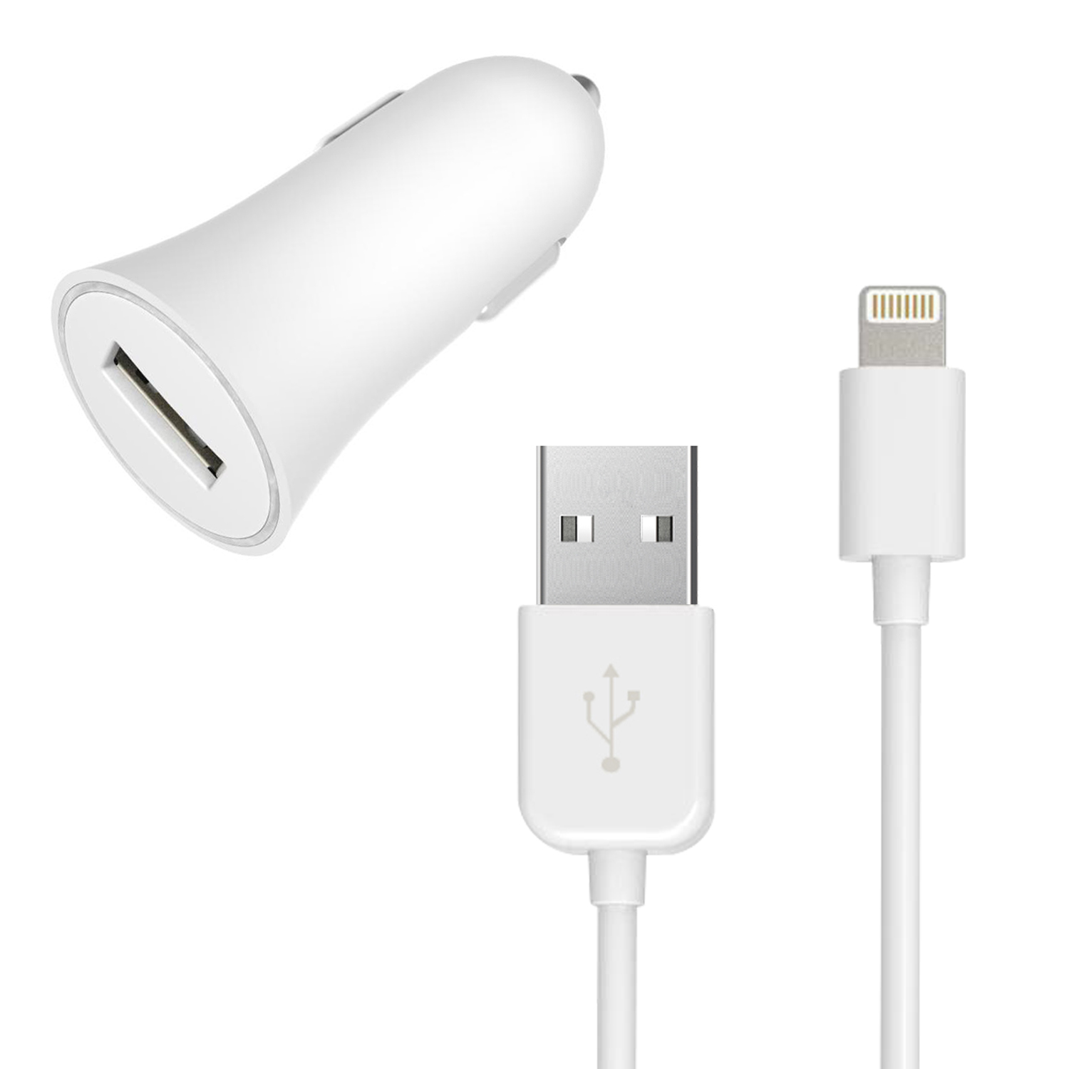 Chargeur Allume cigare rapide 1 USB + Câble Lightning pour iPhone, iPad 1m - Schneider