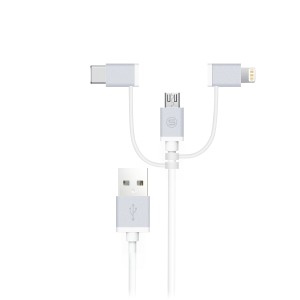 Premium Metal 3 in 1 Cable Lightning for iPhone, iPad + USB-C + Micro-USB 1m