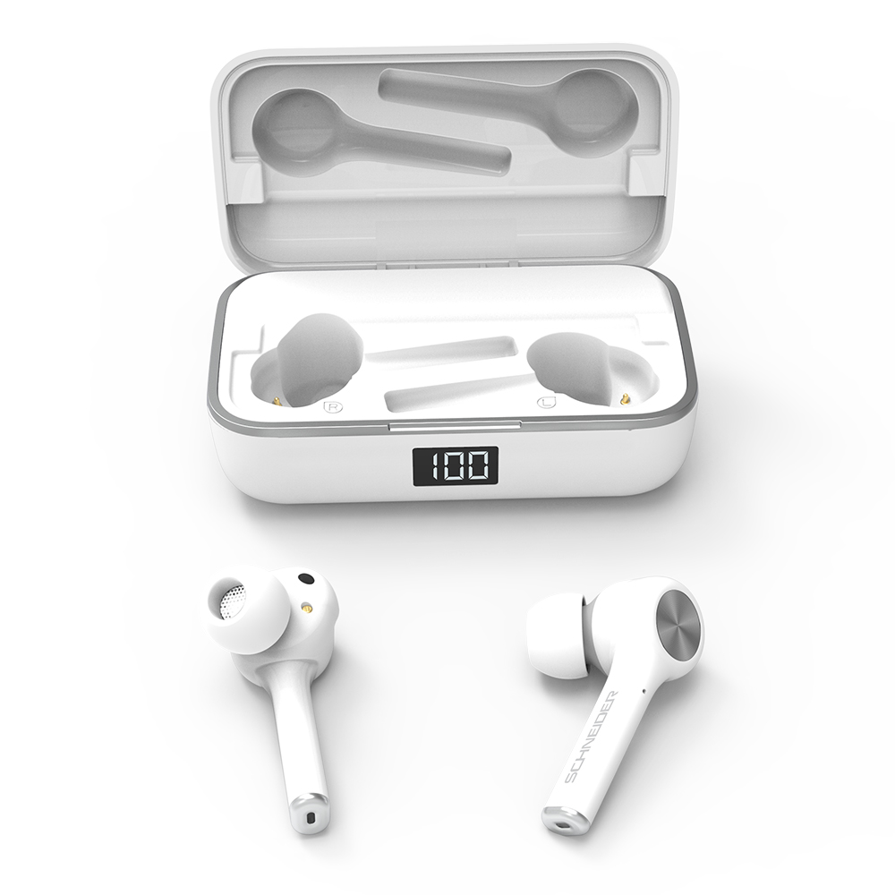 Ecouteurs sans fil bluetooth avec micro blanc - 3225