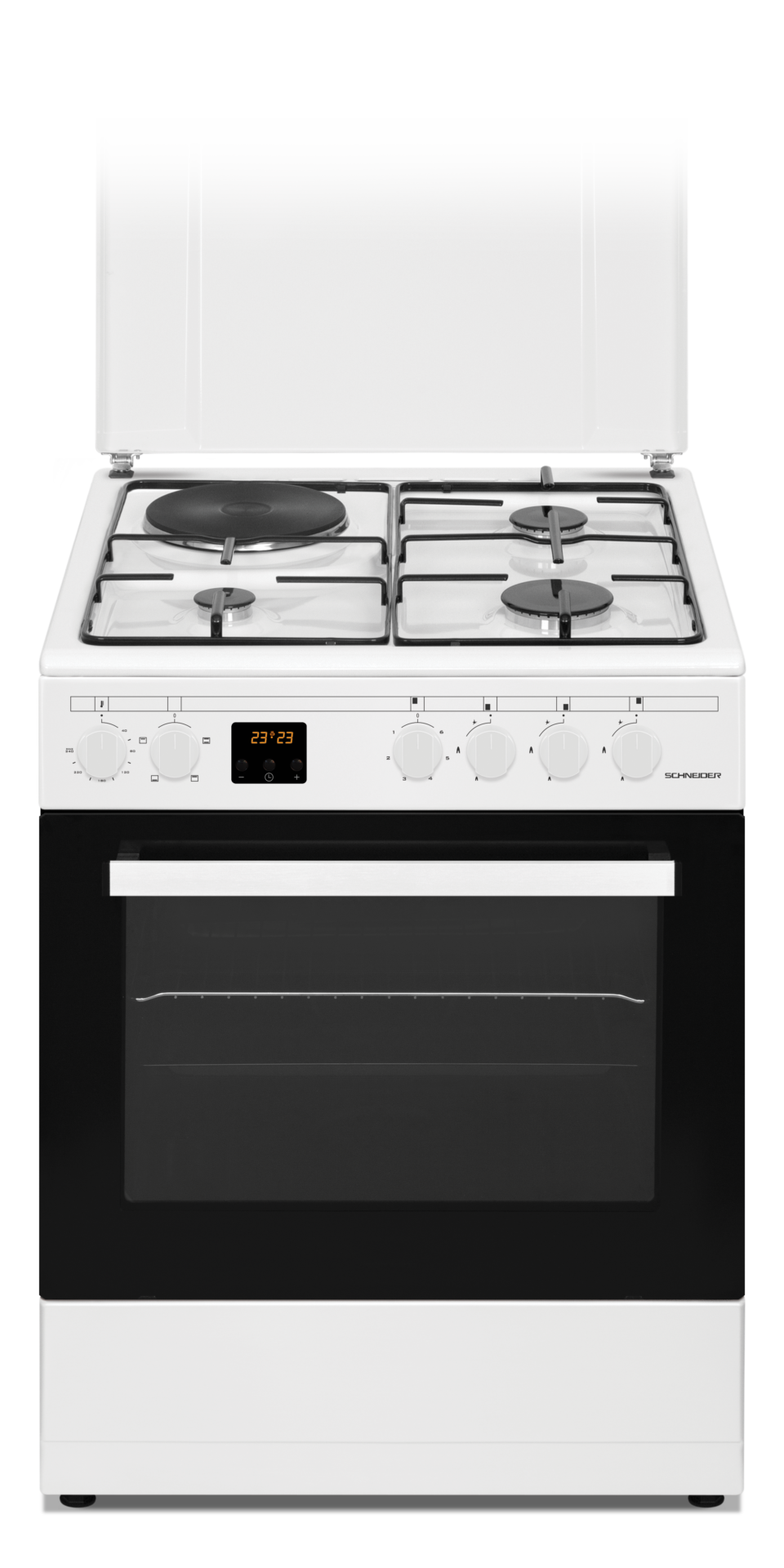 Cuisinière mixte 4 foyers gaz + four électrique 60 cm - SCG631CBW