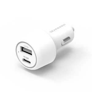 Chargeur voiture avec port USB-C Power Delivery 20W & port USB 2.4A