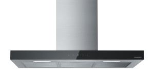 Hotte décorative murale 90 cm inox verre noir