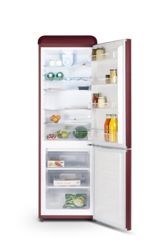 Réfrigérateur vintage combiné 304 L bordeaux