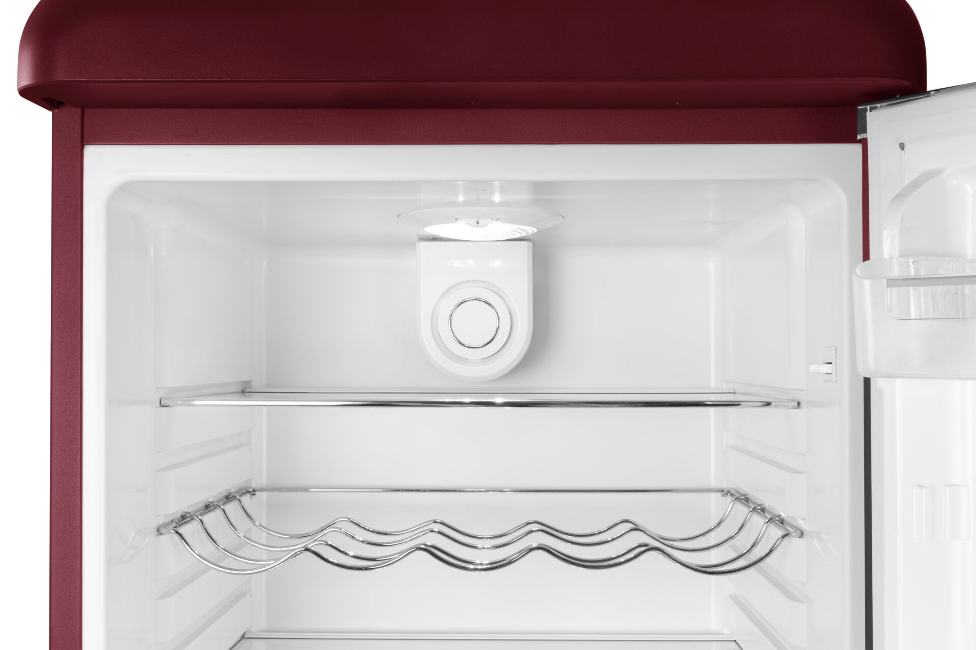 Réfrigérateur Combiné Schneider 304L (211+93L) - Froid Brassé, Dégivrage Auto, Classe A++, Couleur Rouge Bordeaux Vintage