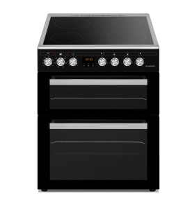 Cuisinière électrique 4 brûleurs et double four 60 cm noir