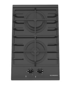 Domino verre gaz 2 brûleurs 30 cm noir
