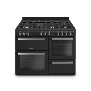 Piano de cuisson 7 brûleurs gaz + 3 fours électriques noir