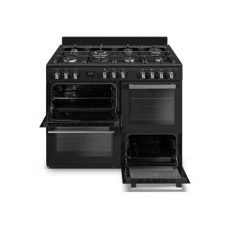 Piano de cuisson 7 brûleurs gaz + 3 fours électriques noir