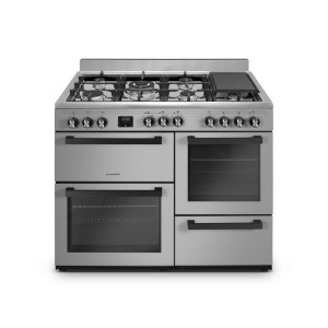 Piano de cuisson 7 brûleurs gaz + 3 fours électriques inox