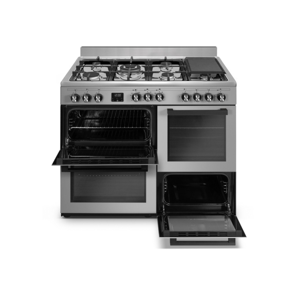 Piano de cuisson 7 brûleurs gaz + 3 fours électriques inox SCG71MFXP -  Schneider