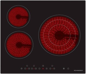 Plaque de cuisson vitrocéramique 5200W 3 foyers Noir - SCHNEIDER
