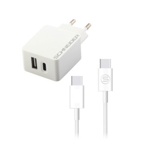 USB-A/ USB-C Fast Charger + USB C-C kabel - 1m