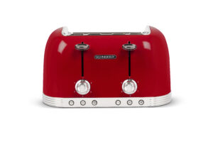 Retro toaster 4 sleuven red