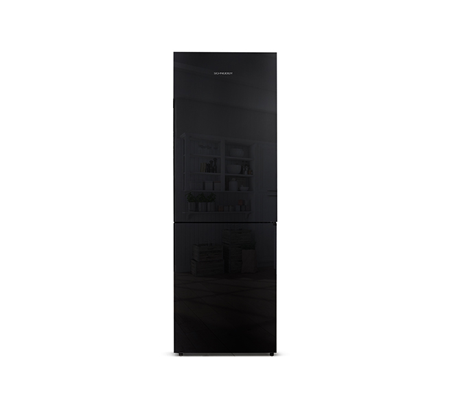 Réfrigérateur congélateur 2 portes- 250 L - 55 cm largeur - Black Glass