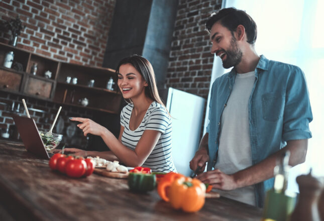 couple on kitchen